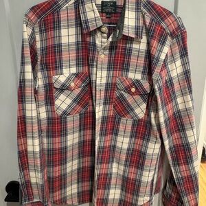J. Crew Men's Plaid Shirt in Red, Blue, and White